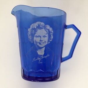 Shirley Temple cobalt blue glass pitcher - Vintage Collectable